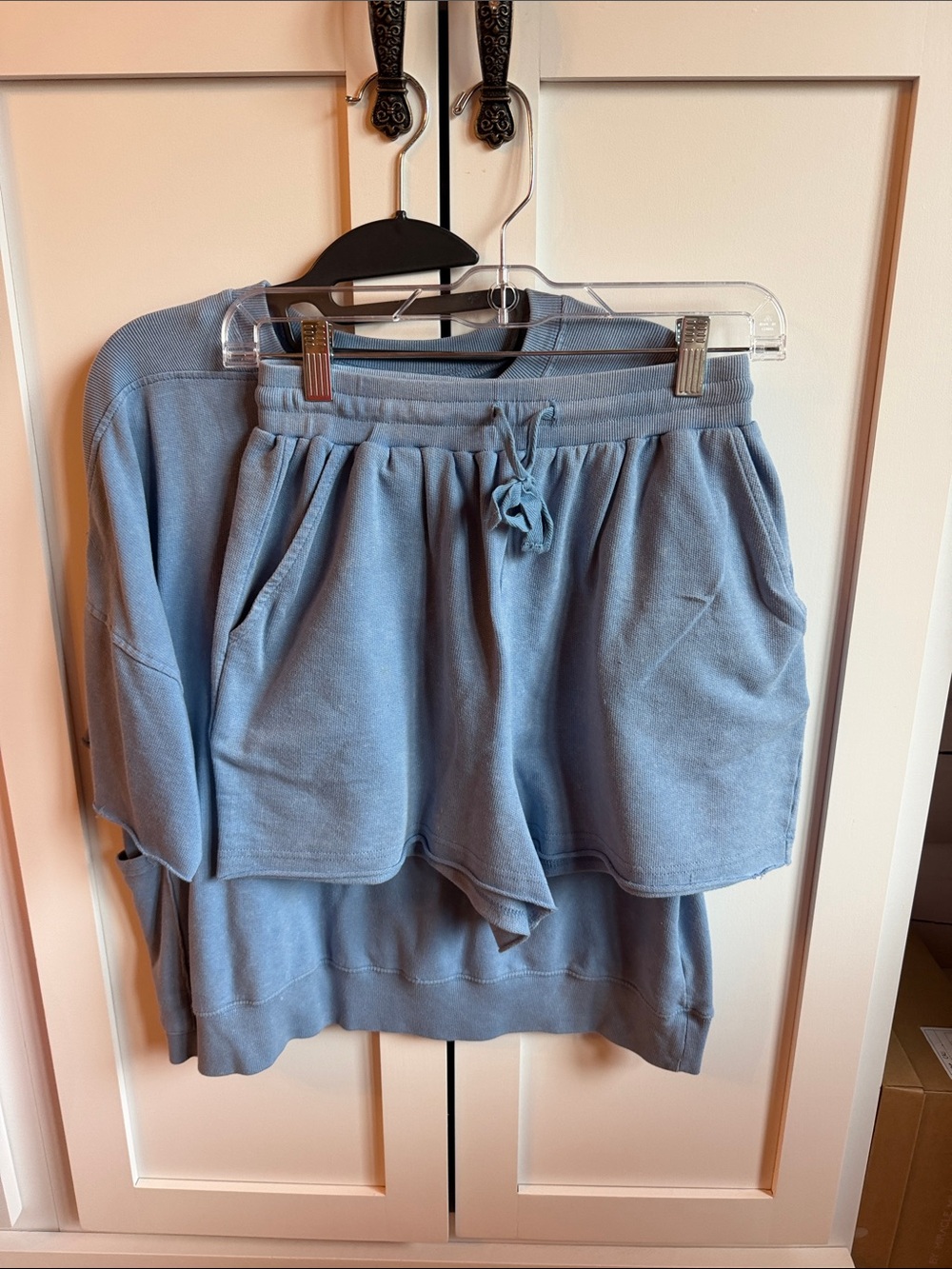 Women's Light Blue Athletic Drawstring Short set